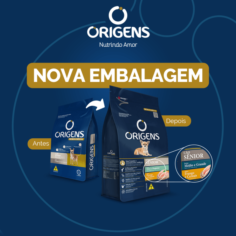 Origens Premium Especial Cães Sênior Portes Mini E Pequeno Sabor Frango E Cereais 1kg