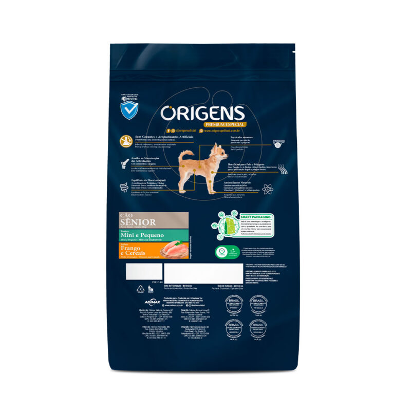 Origens Premium Especial Cães Sênior Portes Mini E Pequeno Sabor Frango E Cereais 1kg